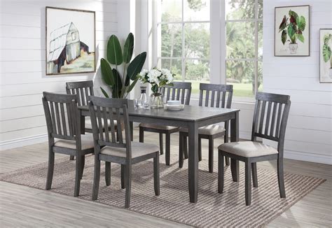 Rated 4.5 out of 5 stars. Chester Gray Finish 7pcs Wood Dining Table Set