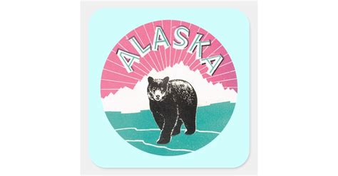 Alaska Bear Square Sticker Zazzle