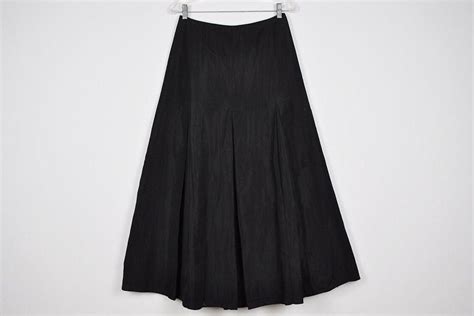 Vintage Black High Waist Full Maxi Skirt Etsy