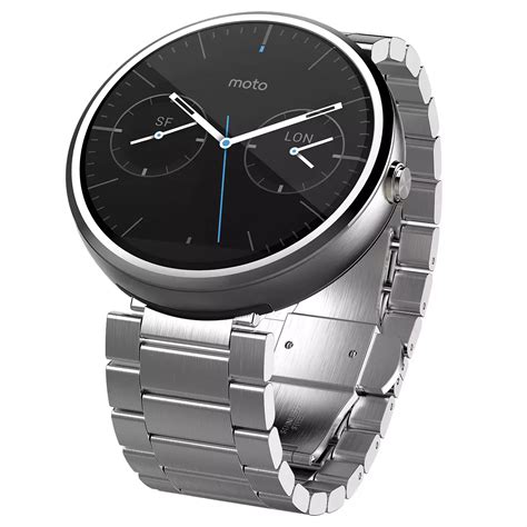 Motorola Moto 360 Metal Smartwatch Android Wear Light Chrome Case And