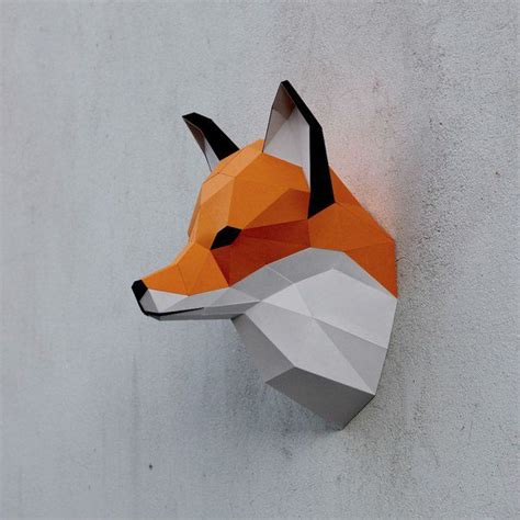 Papercrafr Fox Head For Wall Decoration Buy Diy Template On