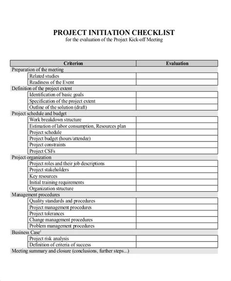 Dmaic Project Initiation Phase Checklist Template How