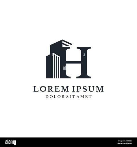 Letter H With Building Logo Vector Stock Illustration Design Template