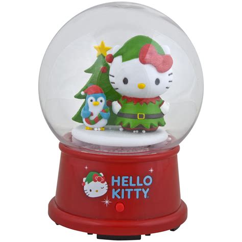 Sanrio Musical Light Up Hello Kitty With Penguin Christmas Snow Globe