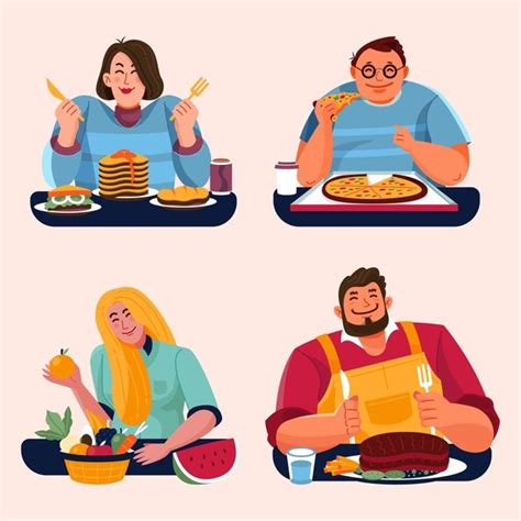 Premium Vector People With Food Eating Together People Illustration People Eat Together