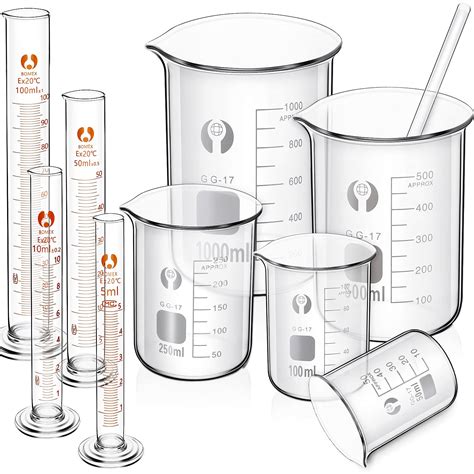 Buy Feekoon Pieces Glass Measuring Beaker And Graduated Measuring Cylinder With Stirring Rod
