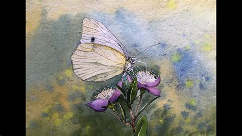 Butterfly Painting In Watercolor White Butterfly Painting Youtube
