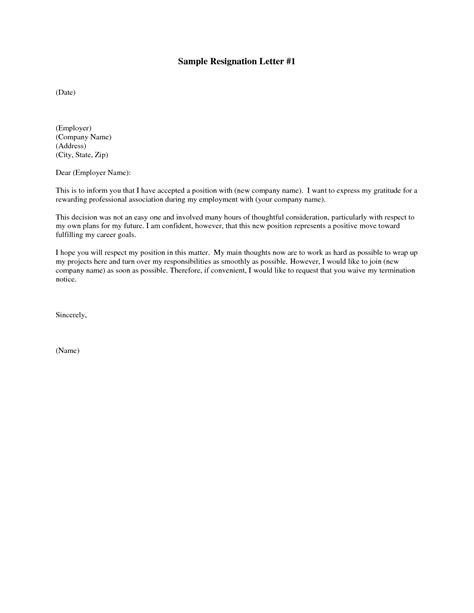 resignation letter sample gracious resignation letter