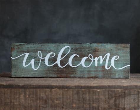 Welcome Hand Lettered Wood Sign Hand Painted In Mill Creek Wa The