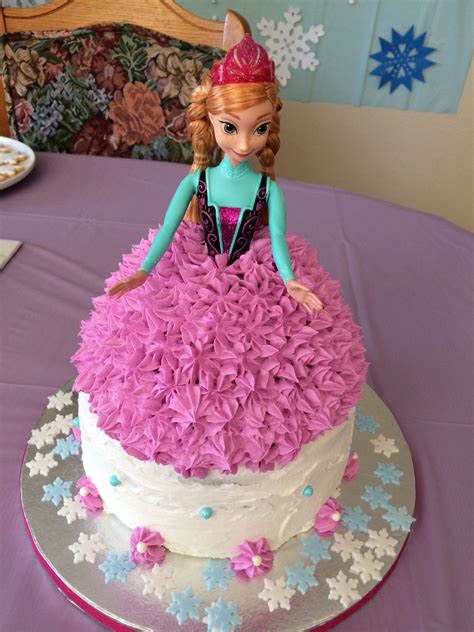 Anna Doll Cake Frozen For Ava July 2014 Frozen Doll Cake Frozen Dolls Batman Cookies Anna