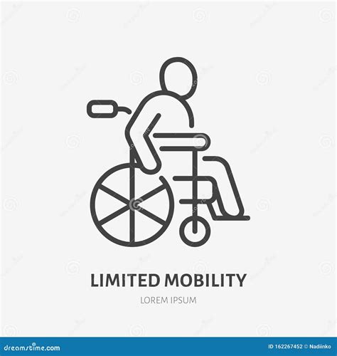 Wheelchair Flat Line Icon Disabled Person In Wheel Chair Vector