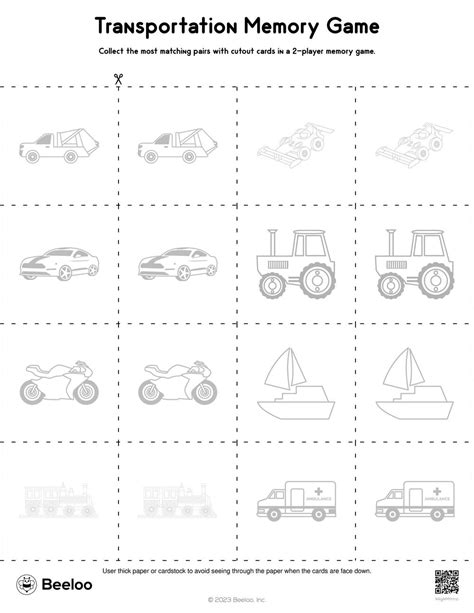 Transportation Memory Game • Beeloo Printable Crafts And Activities For