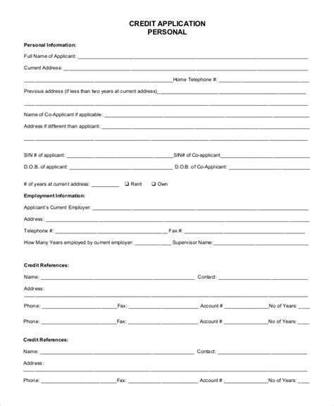 Free 11 Sample Credit Application Templates In Pdf Ms Word