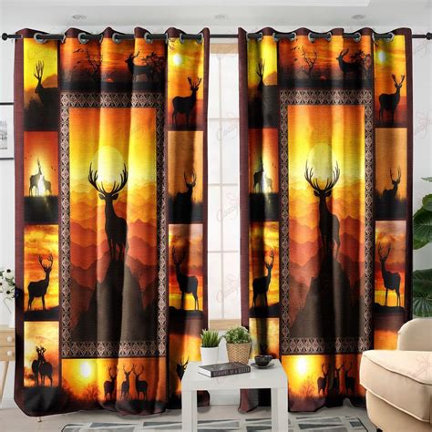Hunting Deer At Sunset Blackout Thermal Grommet Window Curtains