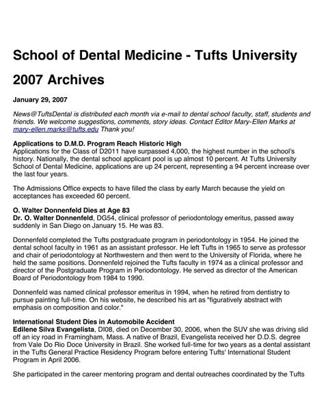 2007 Archives - School of Dental Medicine - Tufts University