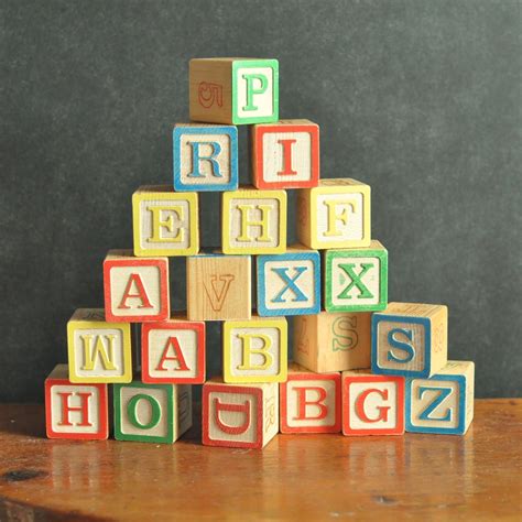 Vintage Alphabet Blocks Set Of 22 Antique Learning Toy