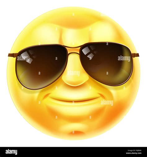 Eine Coole Emoji Emoticon Smiley Gesicht Charakter Mit Sonnenbrille Auf