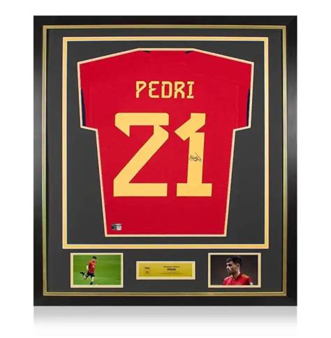 Pedri Official Fifa World Cup Back Signed And Framed Spain 2022 23 Home