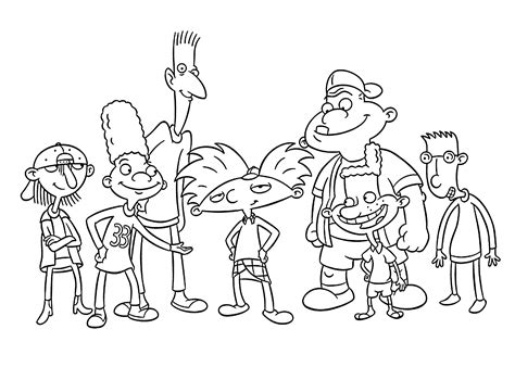 Download or print this amazing coloring page: Hey Arnold and friend coloring pages for kids, printable ...