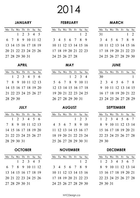 2014 Calendar Printable Free Printable Things