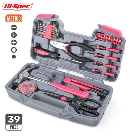 Hi Spec 39pc Hand Tool Set Pink Girl Lady Women T Household Tool Set