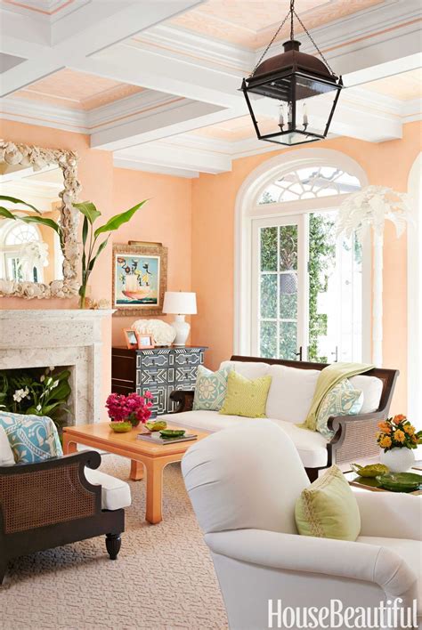 We Ranked the 40 Best Colors to Paint Your Living Room | Peach living