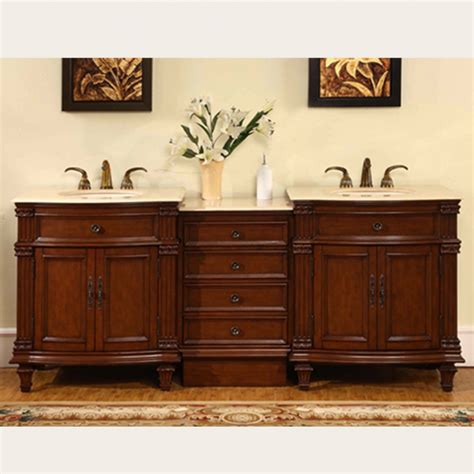 In stock & ready to ship. 80 Inch Double Sink Bathroom Vanity with Marble Counter ...