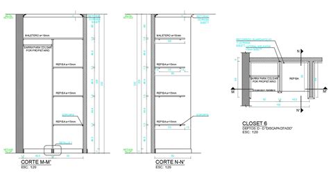 Closet Cabinet Plan And Section Drawing Dwg File Cadbull