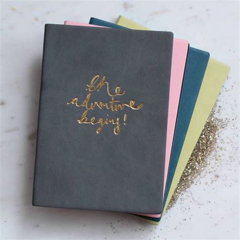 Personalised The Adventure Begins Pu Leather Notebook Leather