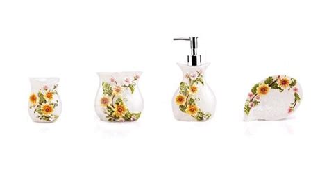With a great toothbrush holder & soap dispenser, our bath sets are a great home is where the heart is. Fancy Blooming Sunflower Resin 5-piece Bathroom ...
