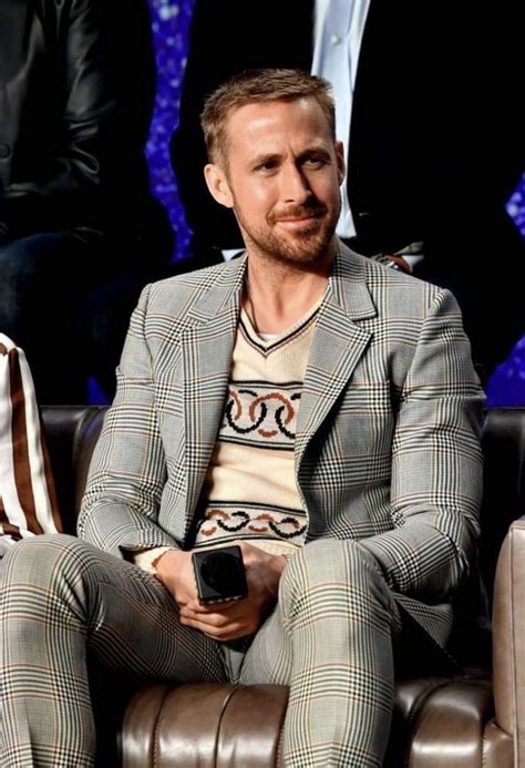 Ryan Gosling With A Suit Combo Idea With A Plaid Suit And A Beige V