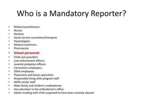 Ppt Mandatory Reporting Powerpoint Presentation Free Download Id