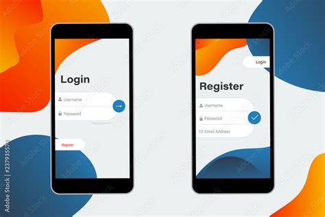 Login And Register On Screen Log In And Sign Up Ui Ux On Smartphone