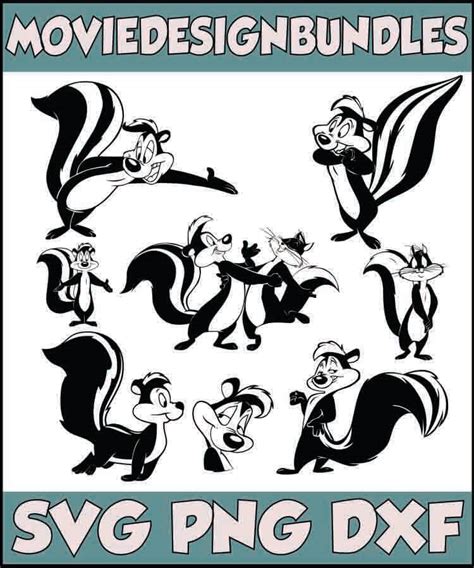 Pepe Le Pew Looney Tunes Outline Svg Bundle Movie Design Bundles