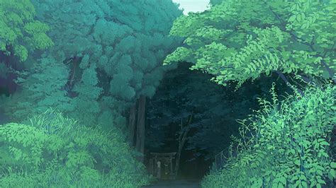 árboles Verdes Hojas Plantas Arbustos De Anime De Anime Fondo De