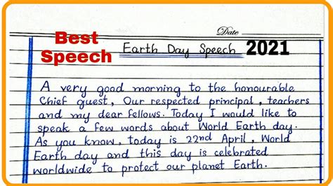 Earth Day Speech In English Ll Speech On Earth Day Ll English Speech On