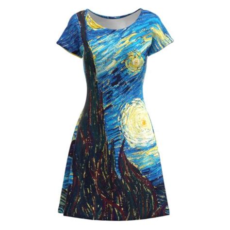 Van Gogh Starry Night Short Sleeve Dress Eightythree Xyz Clothing