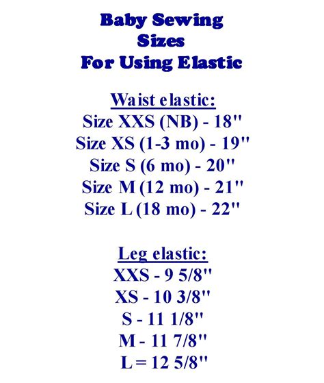 Elastic Waist Size Chart