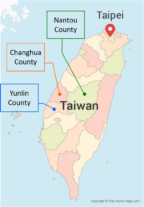 Geographical Location Of The Three Counties In Taiwan Download