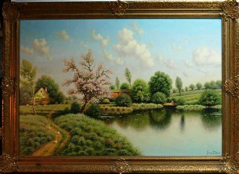 Superb Large 20th C American Landscape Oil Painting Signed