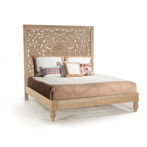 Visit today and order designer wooden bedroom furniture which going to lasts for years. Mecca Mandala Carved Mango Wood Boho Bed-GoGetGlam | King ...