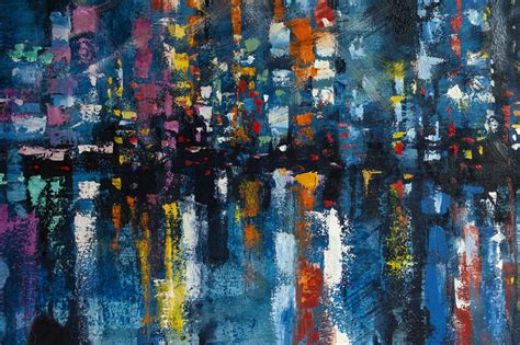 Panorama Of The Night City By Aleksandr Neliubin 2019 Painting