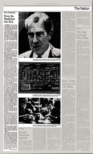 Nixon Hospitalized The New York Times