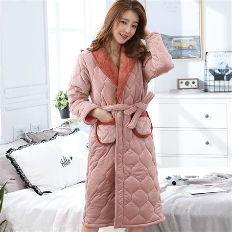 High Quality Winter Thick Warm Women Flannel Robe Long Sleeve Solid