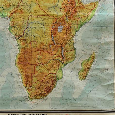Vintage Mural Pull Down Map Africa African Continent Wall Chart Sexiz Pix