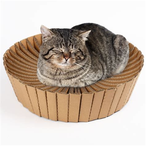 Primepets Round Cardboard Cat Scratcher Box Corrugated Removable Cat