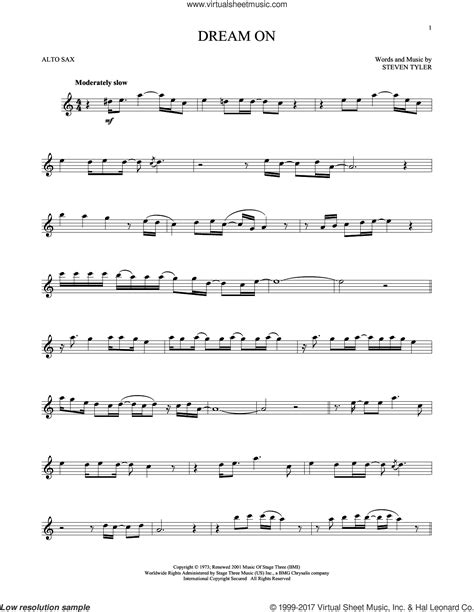 Dream On Sheet Music For Alto Saxophone Solo Pdf Interactive