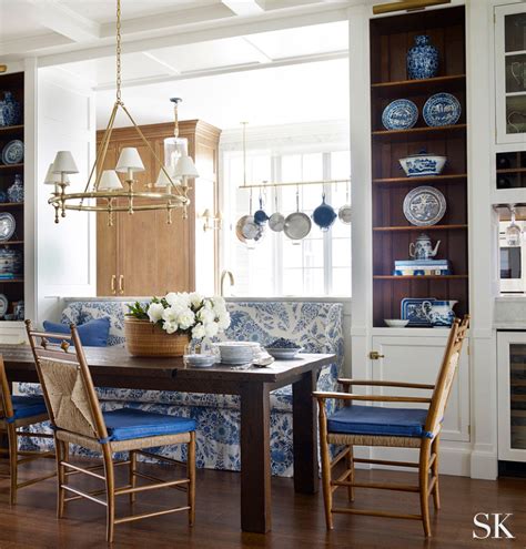 Sea Smoke Suzanne Kasler Coastal Blue And White Banquette Dining