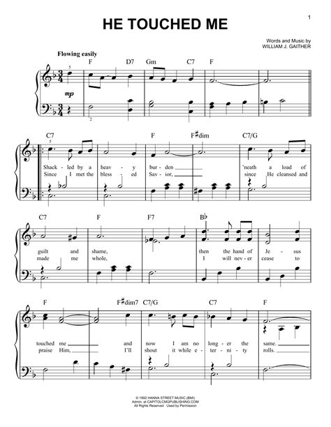 He Touched Me Sheet Music Gaither Vocal Band Easy Piano