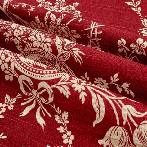Red Linen Curtains Waverly Red Toile Country House Custom Etsy
